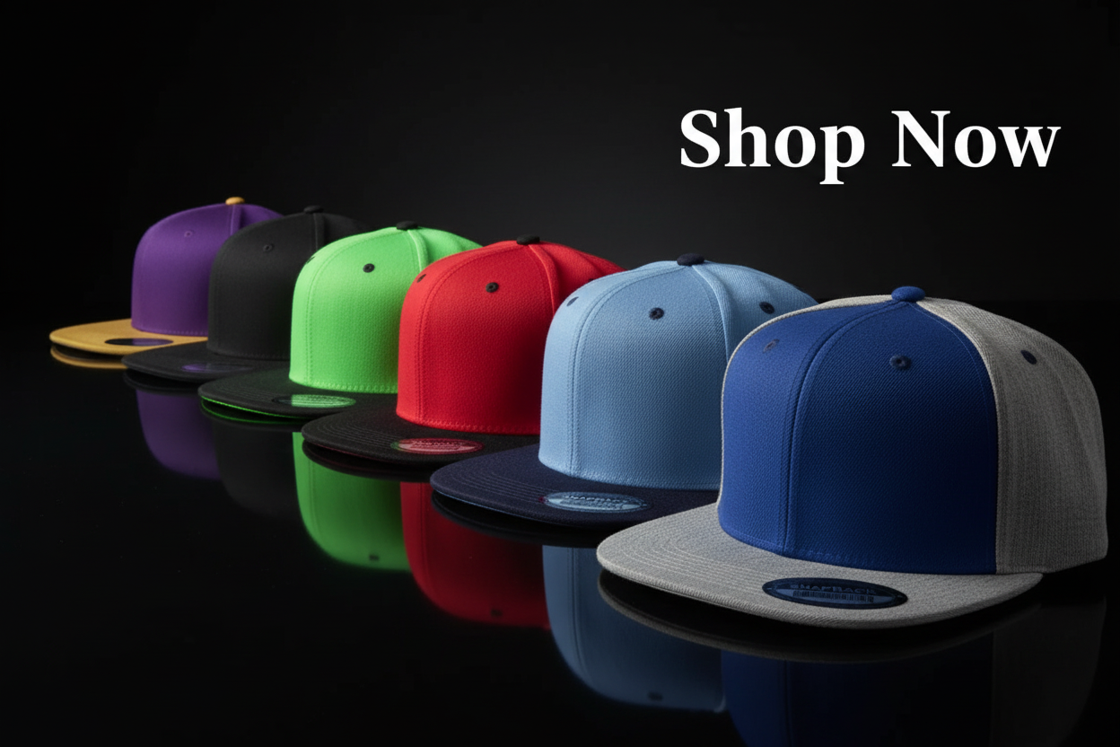 Two-Toned Duck Bill Hats Shop Now Banner